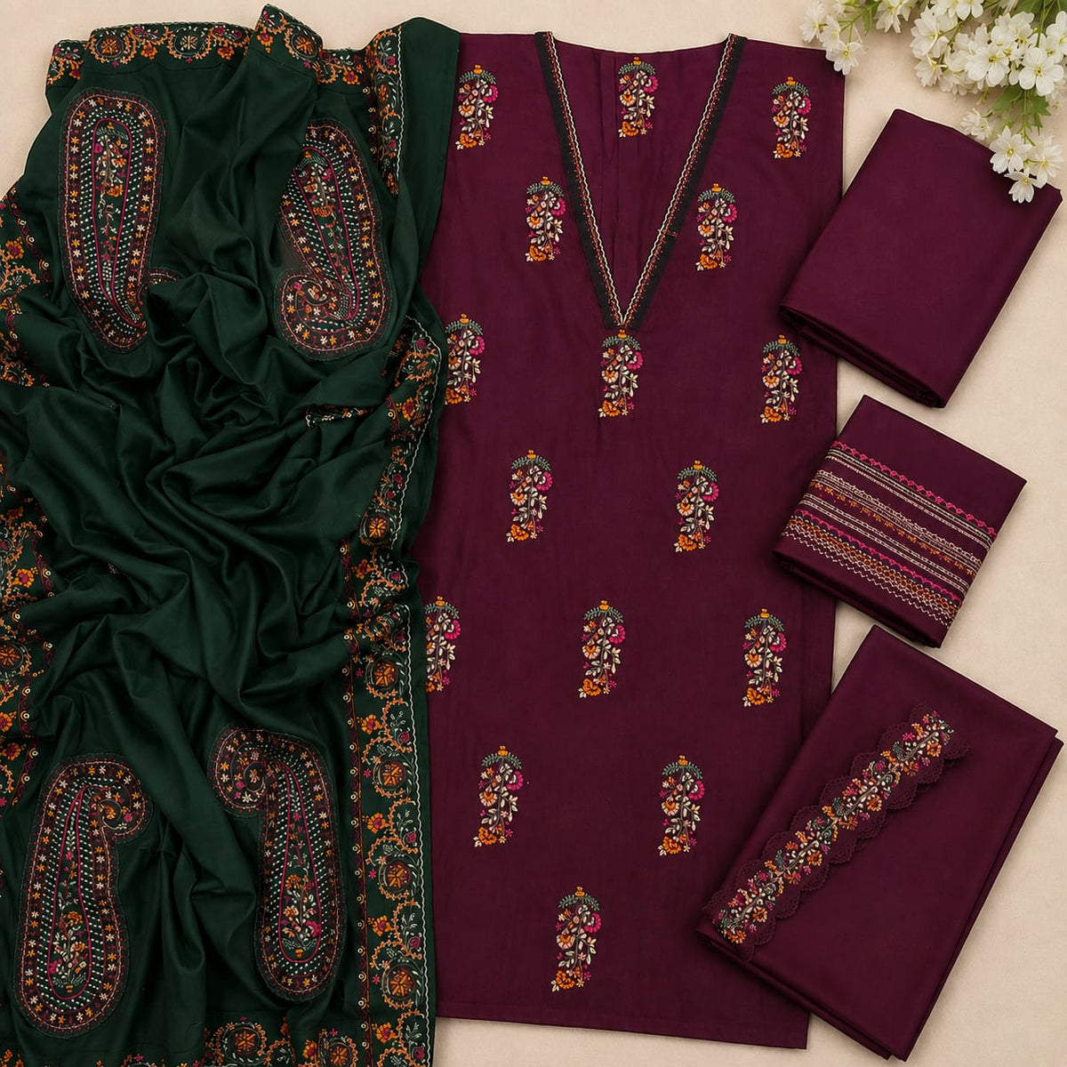 BATIK Lawn Summer Eid Collection 2026 – Heavy Embroidered 3-Piece Suit (Code FC 92002)