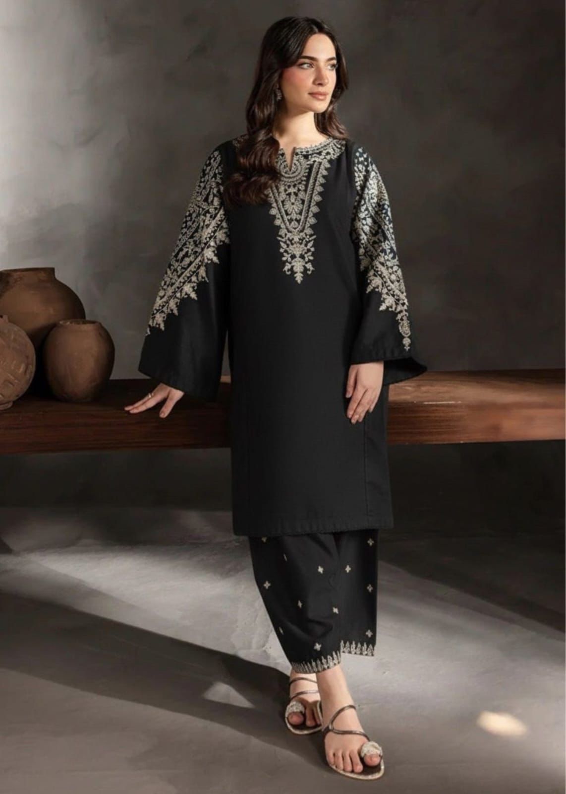 Black - Bareeze, Urge, Batik Airjet Lawn 2-Piece Dress (Neck & Daman Embroidered)