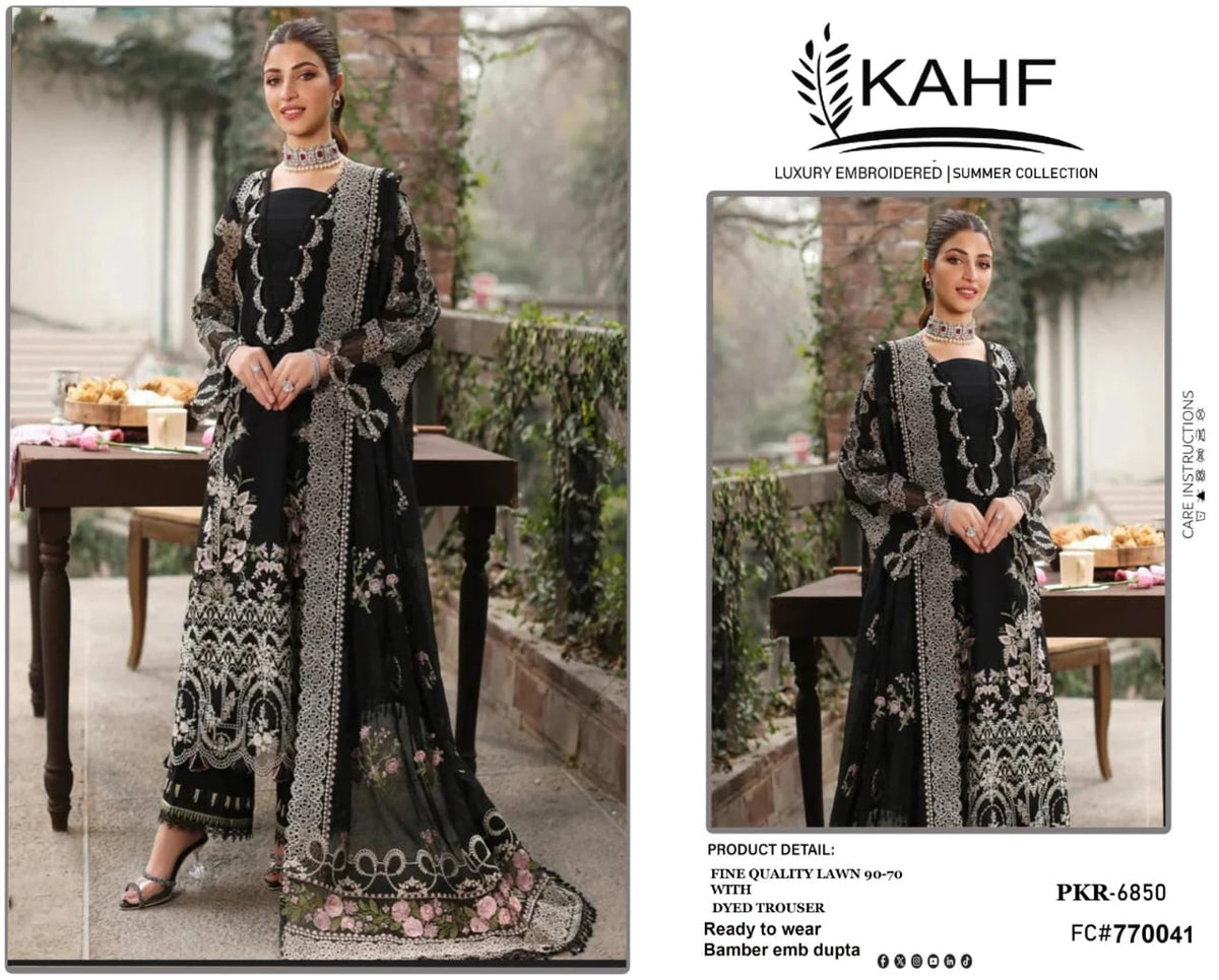 KAHF Luxury Lawn Summer Collection 2026 – Heavy Embroidered 3-Piece Suit (Code FC 770042)