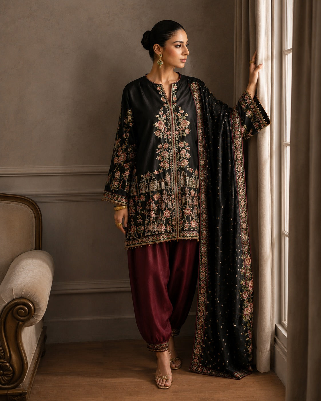Ethnic Silk Embroidered 3-Piece Suit 2026