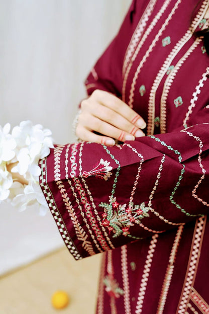 3-Piece Embroidered Lawn Suit with Printed Dupatta