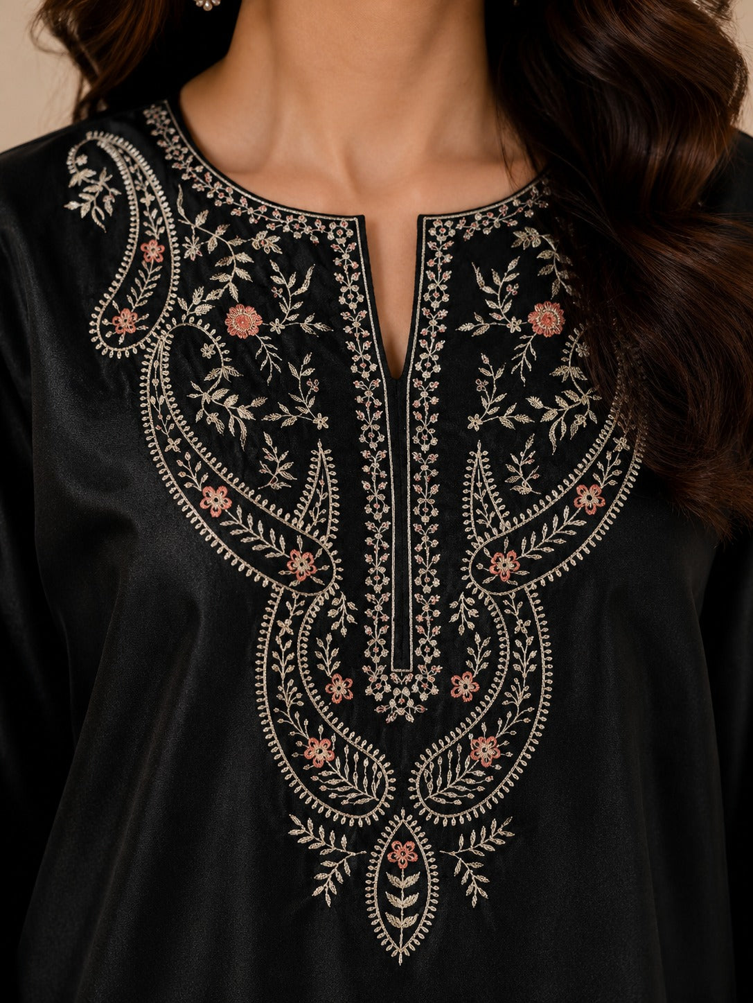 Luxury Embroidered Shamoze Silk 2-Piece Suit –