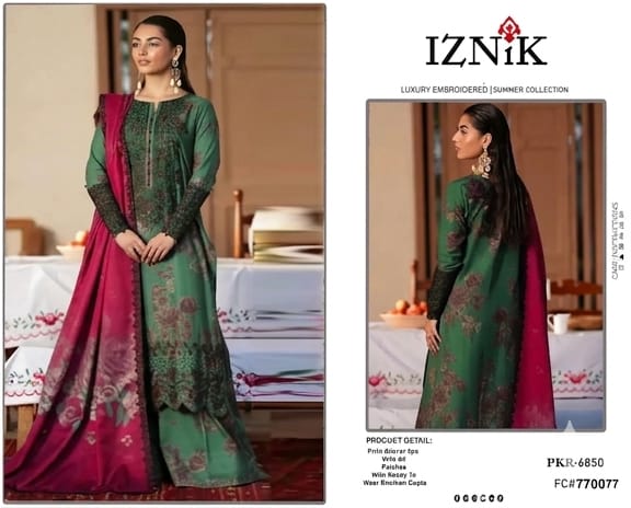 IZNIK Patch Series 2026 – Digital Printed 3-Piece Lawn Suit with Chiffon Dupatta (Code FC 770070-79)