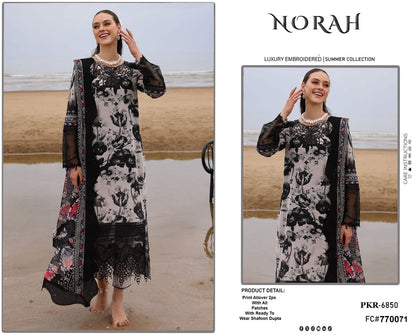 NORAH BRAND Black & White Digital Printed 3-Piece Lawn Suit (Code FC 770070-79)