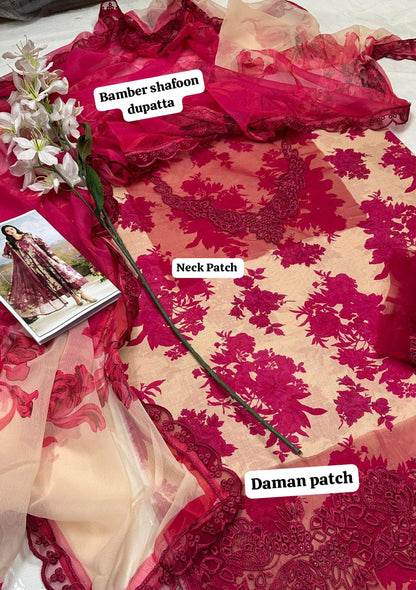 Farasha Magenta Pink Digital Printed 3-Piece Lawn Suit