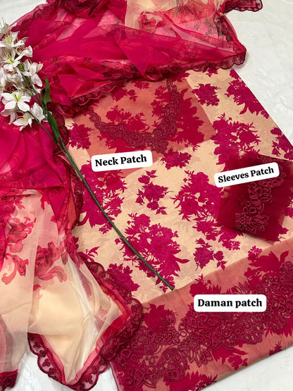 Farasha Magenta Pink Digital Printed 3-Piece Lawn Suit