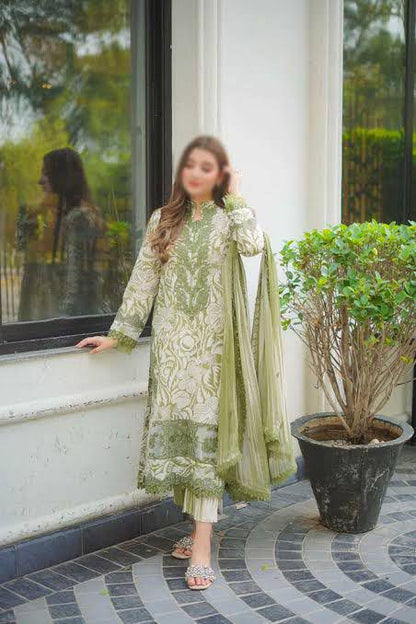 ANEEL'S Master Replica – 3-Piece Printed Lawn Suit with Embroidered Patches