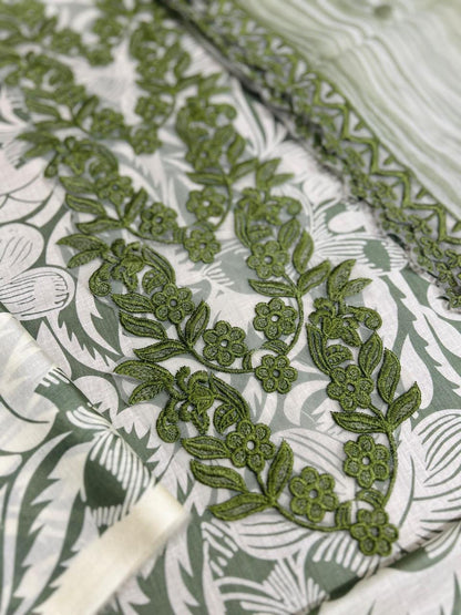 ANEEL'S Master Replica – 3-Piece Printed Lawn Suit with Embroidered Patches