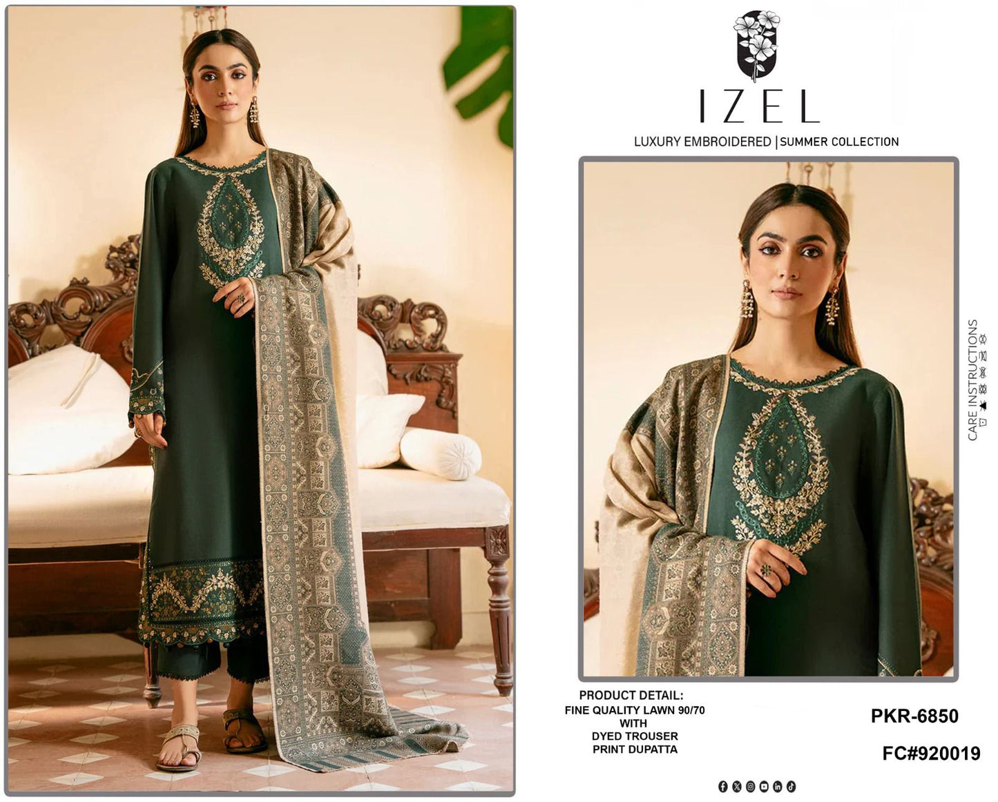 IZEL Luxury Lawn Summer Collection 2026 – Heavy Embroidered 3-Piece Suit