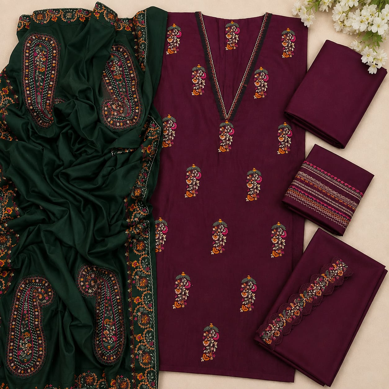 BATIK Lawn Summer Eid Collection 2026 – Heavy Embroidered 3-Piece Suit (Code FC 92002)