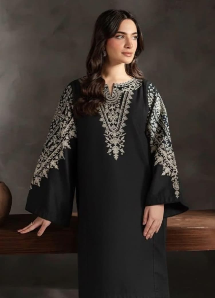 Black - Bareeze, Urge, Batik Airjet Lawn 2-Piece Dress (Neck & Daman Embroidered)