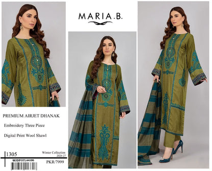 Mohagni - Premium Dhanak 3-Piece Suit with Digital Wool Shawl