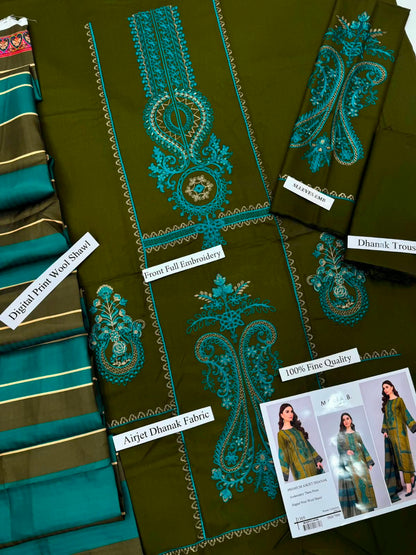 Mohagni - Premium Dhanak 3-Piece Suit with Digital Wool Shawl