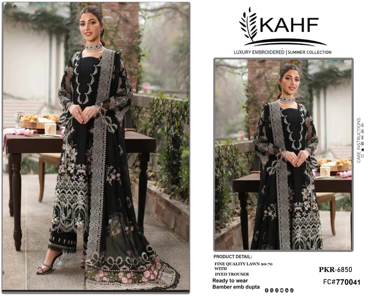 KAHF Luxury Lawn Summer Collection 2026 – Heavy Embroidered 3-Piece Suit (Code FC 770042)