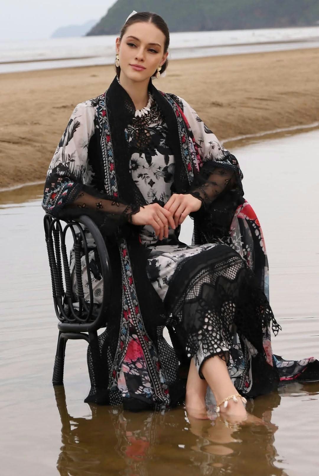 NORAH BRAND Black & White Digital Printed 3-Piece Lawn Suit (Code FC 770070-79)